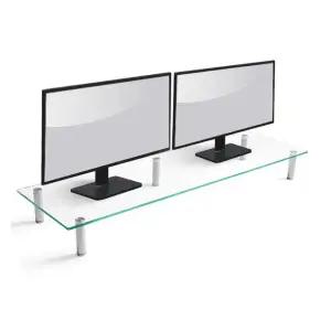 대형 컴퓨터 듀얼 모니터 받침대 와이드 유리선반 1m 컴퓨터모니터받침대