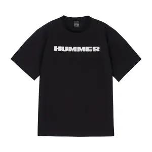 험머 여성 시그니처 로고 쿨링 우븐 반팔 티셔츠 블랙
