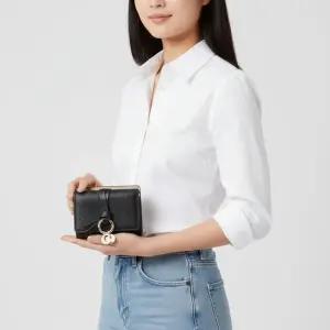 여성 알파벳 미니 트라이폴드 반지갑 블랙) CHC21WP946F57 001
