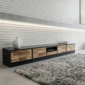 에르니안 아카시아 원목 2700거실장세트 1500거실장 600협탁2개 상판흑경 tv장