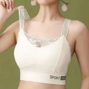 여자 브라탑 런닝 통풍 레이스 어머님 브라 끈나시