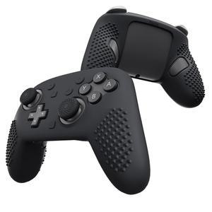 닌텐도 스위치 2 프로 컨트롤러 u2013 커버 엄지 보호 케이스 실리콘 - 플레이바이탈 및 3D 에디션용 백 스터드 스킨 미끄럼 버튼 프로용 캡, 스티커가 있는 그립 방지 블랙