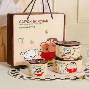 짱구는못말려 세라믹 브라운 밀폐용기세트efg728