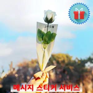 심플포장 메시지 장미 비누꽃 한송이 꽃다발 아이보리 졸업식 로즈데이 이벤트 기념일 선물