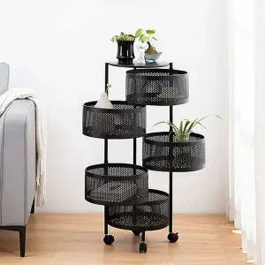 이동식 블랙 트롤리 회전 원형 5단