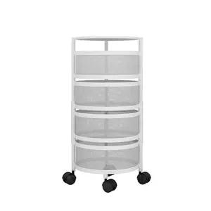 화이트 4단 원형 트롤리 이동식 회전