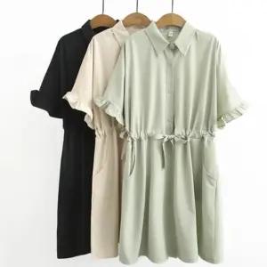 프릴 소매 허리끈조절 러블리 임산부 카라 원피스 MiK8+4ann