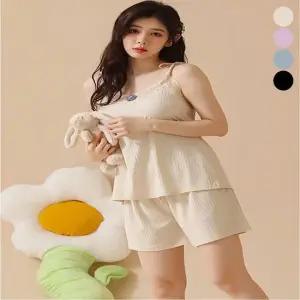 여자 여름 슬립 잠옷 레이스 끈나시 민소매 반바지 여름잠옷세트 여자여름잠옷