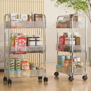트롤리 이동식 카트 주방 바퀴 투명 정리 보관 수납트롤리
