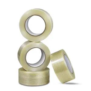 초강력 접착 4팩 2인치 5cm 164피트 55야드/50미터 590만 장의 유리섬유 테이프 투명 필라멘트 강화