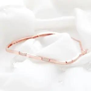 큐빅팔찌 로즈골드 베이직 큐빅 스틱 체인 패션 팔찌 14kgp