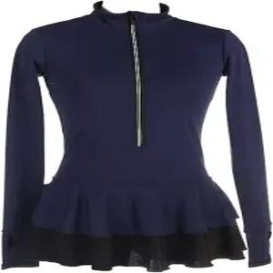 류후오 피겨 스케이팅 재킷 바지 여아 10대 여성용 블랙 톱 코트