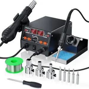 열풍기 및 디지털 디스플레이가 장착된 프레시바 프로페셔널 902D II 납땜 스테이션 - 듀얼 LED PID 온도