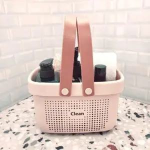 목욕가방 펀칭 목욕 헬스장 수영장 사우나 바구니 분홍