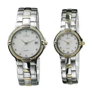 카리타스 고품격 다이아몬드 18K 골드 사파이어 커플 선물 명품 예물 고급 원형 금장 콤비 메탈 손목 시계 / C271