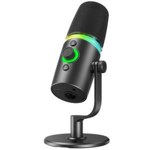 [미국배송] PC용 프리즈모라 USB/XLR 다이내믹 마이크 팟캐스트 및 게이밍 마이크 RGB 조명 탭 투 뮤트 게인 제어 유튜브 스트리밍용 헤드폰 모니터링