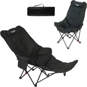 탈착식 발판이 있는 이중 용도 접이식 캠핑 침대 및 의자 낚시 하이킹 여행 집(블랙)을 위한 휴대용 가방이