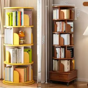 원형회전책장 회전책꽂이 서재인테리어 6단까지 4단부터 만화책장 원목