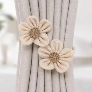 예쁜 타이백 쌍플라워 고정끈 장식용 커튼끈 악세사리 커텐 고정끈