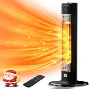 야외용 랜디글 파티오 히터 차고 침실 뒷마당용 리모컨이 있는 1500W 전기 적외선 복사 24시간 타이머가