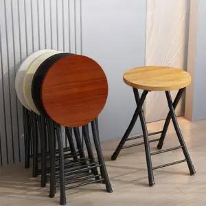 다용도 폴딩 체어 접이식 원형 철제 보조 의자 식탁 거실 원목 의자 카페