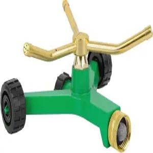 RESTMO 3암 금속 스프링클러 휠 베이스 정원 식물 화단 및 마당 물주기용 360도 자동 회전 잔디 시스템