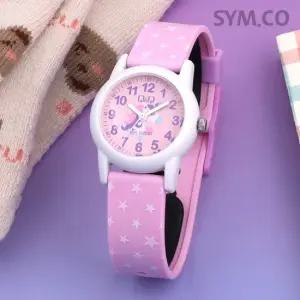 큐앤큐 VR99J-013Y 학습에 좋은 러블리 유니콘 캐릭터 어린이 아동 우레탄 시계 d4