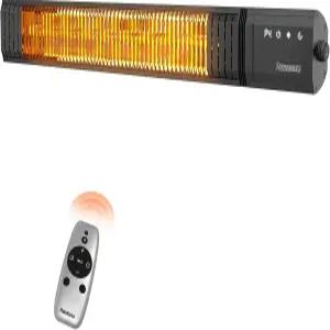 파워스케일 적외선 히터 1500W 리모컨 포함 2.5초 즉시 열 및 메모리 기능 전기 파티오 4단 IP65 방수 -