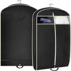 MISSLO 43 가제트 여행용 가방 액세서리 지퍼 포켓 통기성 수트 의류 커버 셔츠 드레스 코트 블랙