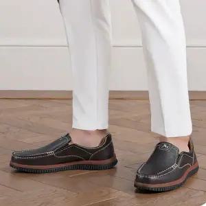 남성 고급 모던 소가죽 스티치 로퍼 스니커즈 슬립온