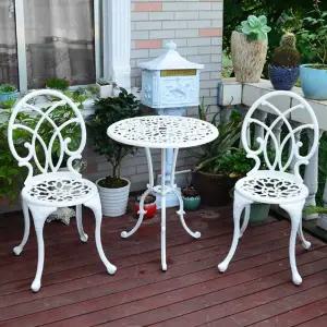 북유럽 빈티지 야외 2인 주물 원형 티 테이블 의자 세트 600 앤틱 알루미늄 철재 발코니
