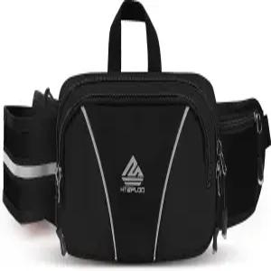 하이킹 여행 개 산책 운동을 위한 물병 홀더가 있는 남성용 HTZPLO 패니 팩(블랙)