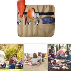 PWPAM 캠핑 식기 보관 가방 피크닉 정리함 조리 도구 걸이 스퀘어 카키