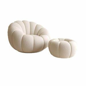 1인 회전소파 양털 360도 부클레 스툴 디자이너 화이트 360회전 인테리어