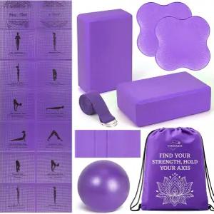 2팩 요가 블록과 스트랩이 있는 여성용 ViraAxis 접이식 매트 및 세트 가방이 얇은 논 슬립 필라테스