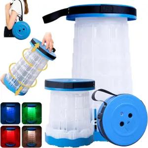 JSSTEM LED 망원경 캠핑 의자 낚시 바비큐 하이킹 및 음악 축제 RGB 플래시를 위한 경량 접이식 휴대용