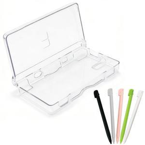 DS 라이트용 5Pcs 스타일러스 펜 및 투명 하드 보호 쉘 초투명 케이스 NDSL과 호환되는 교체 색상 터치