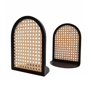 퍼플웨어 아치 라탄 장식 북엔드 9인치 헤비 듀티 블랙 메탈 선반용 미끄럼 방지 바닥 모던 대형 책꽂이 정리함 책장 디스플레이 추가 높이