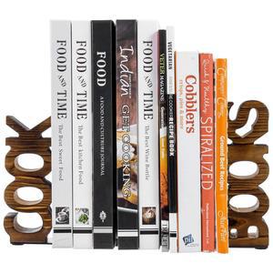 내 선물 소박한 불에 탄 나무 테이블탑 요 및 주방 조리대용 책꽂이 요리책 디스플레이 홀더 2개 세트