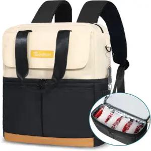 더블 데커와 12개의 스 팩이 포함된 스코센 백팩 쿨러 - 36캔을 최대 24시간 동안 차갑게 유지 방수 및