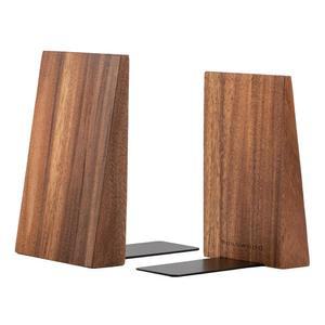 무소 우드 북엔드 두꺼운 나무 책 장식 미끄럼 방지 수제 아카시아