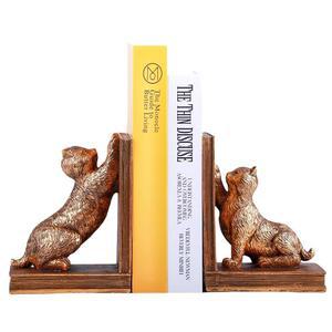 책꽂이에는 책을 무겁게 보관 있는 책 끝 책장 장식용 귀여운 동물 고양이 조각상 사무실 책상 1쌍