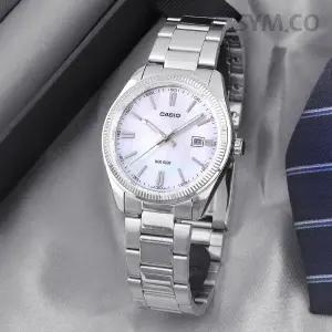카시오 MTP-1302DS-7A 클래식 라운드 플루티드베젤 자개다이얼 남자 메탈 시계 d5