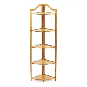 거실 대나무 5단 선반 내추럴 조립식 코너 모서리