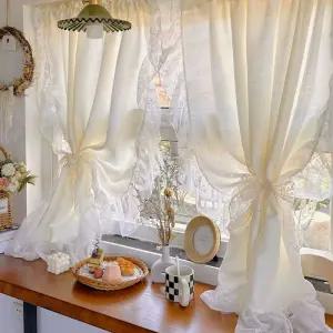 레이스커튼 프릴 감성 창문 파티션 작은 하프 커텐 커튼