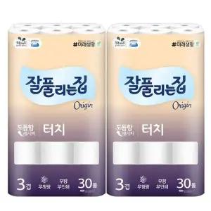 잘풀리는집 터치 두루마리화장지 휴지 3겹 30롤 2팩