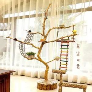 앵무새 놀이터 스탠드 나무 자바트리 대형 횟대