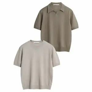 [하프클럽/해리슨]솔리드 반팔 니트 (카라넥라운드) 2종 택1