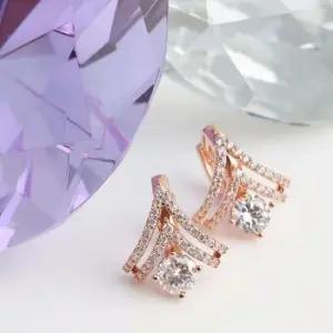 여성귀걸이 골드필드 핀 큐빅 볼드 원터치링 귀걸이 14K