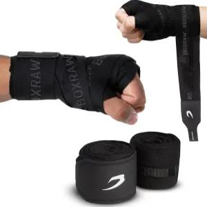 BOXRAW 프로페셔널 핸드 랩 고무 스트랩과 무료 휴대용 케이스가 포함된 복싱 MMA 신축성 붕대